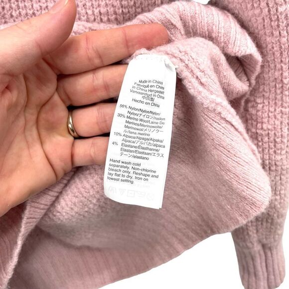 J. Crew High-low waffle sweater in Supersoft yarn Sz M pink - Picture 5 of 5